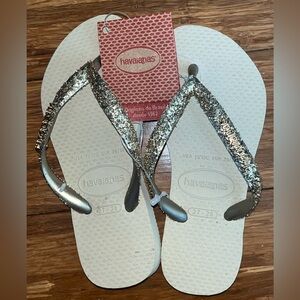 Havaianas Gold Glitter Sandals Flip Flops sz Kids 11/12C NWT